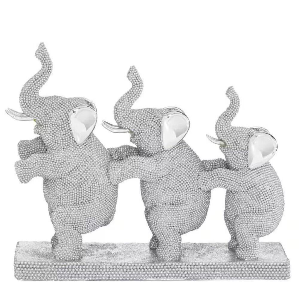 Whimsical Dancing Elephants Conga Chorus Line Sculpture Figurine Statue Decor
